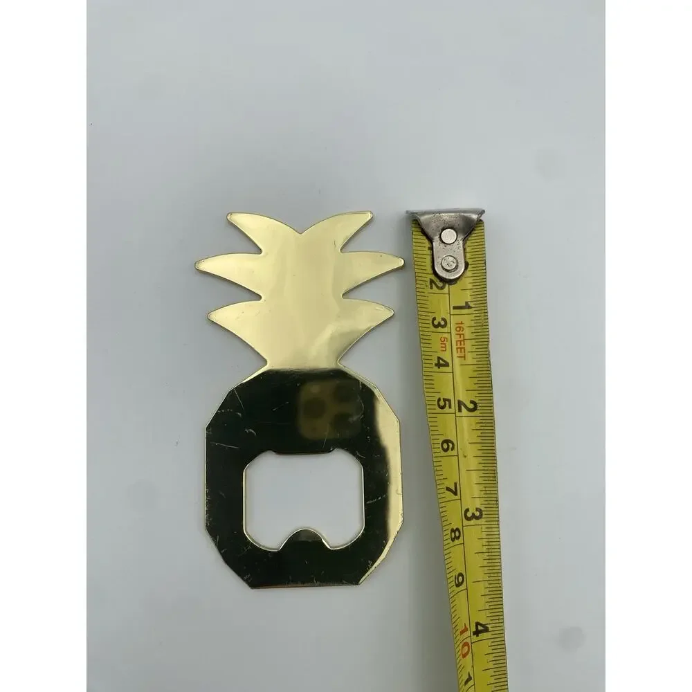 Gold Metal Pineapple Handheld Bottle Opener, Novelty Style, 3.5 in